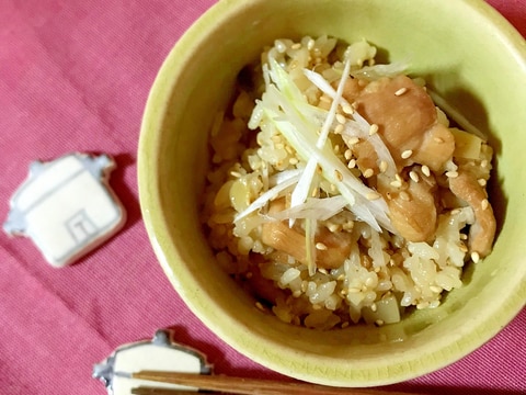 ◤電鍋レシピ◢　鶏肉とザーサイの中華風炊き込みご飯